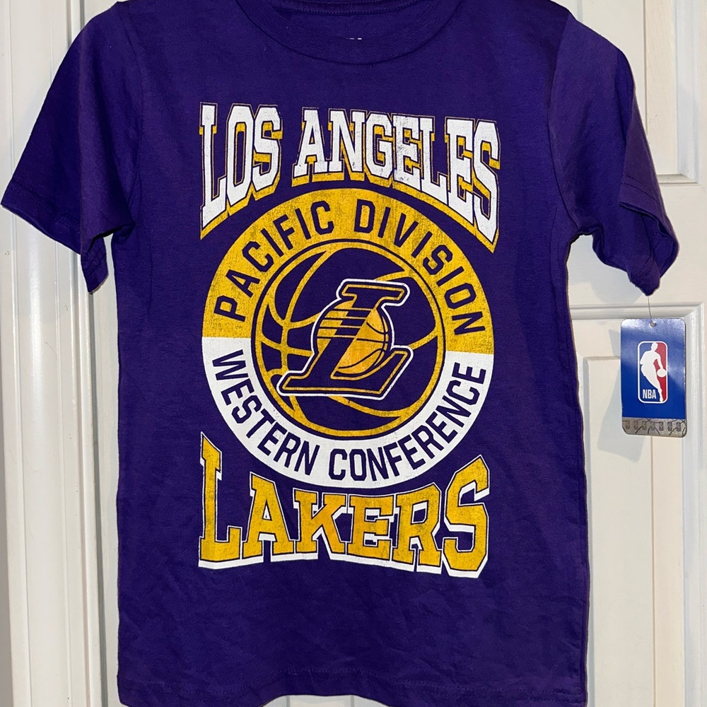 Kids LA Lakers Medium Size 8 / 10 - Short-Sleeve NBA Tee T-shirt NWT, Purple - Picture 6 of 8